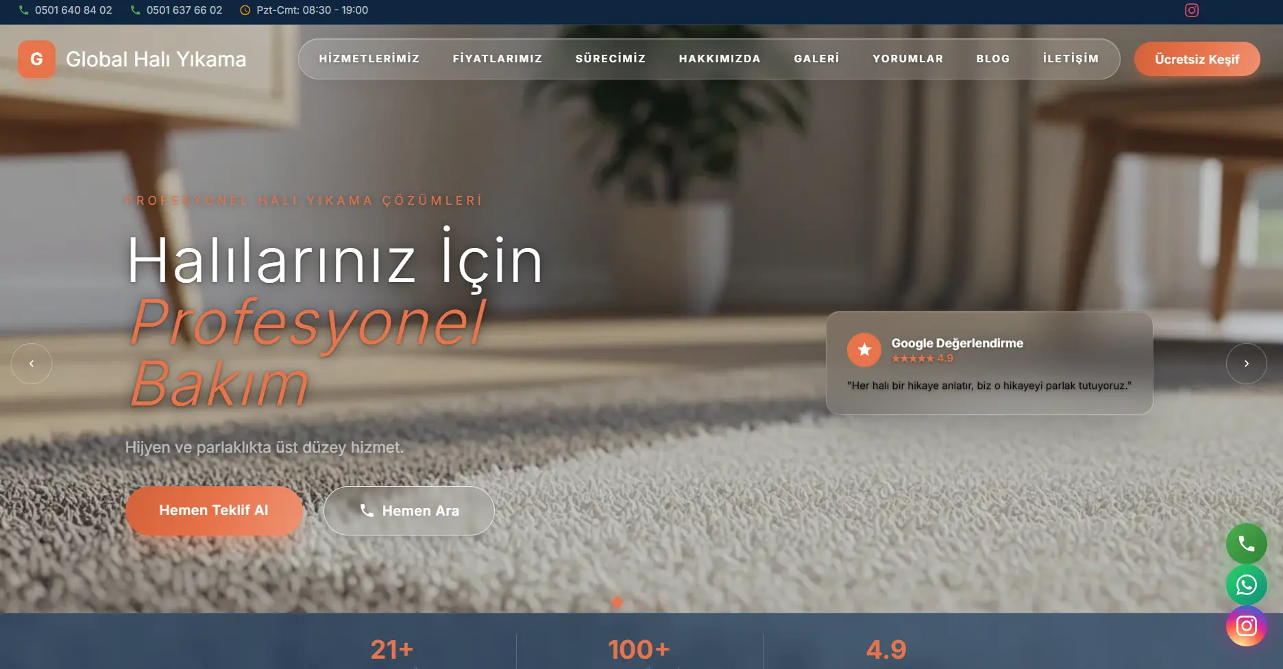 Global Halı Yıkama web sitesi ekran görüntüsü